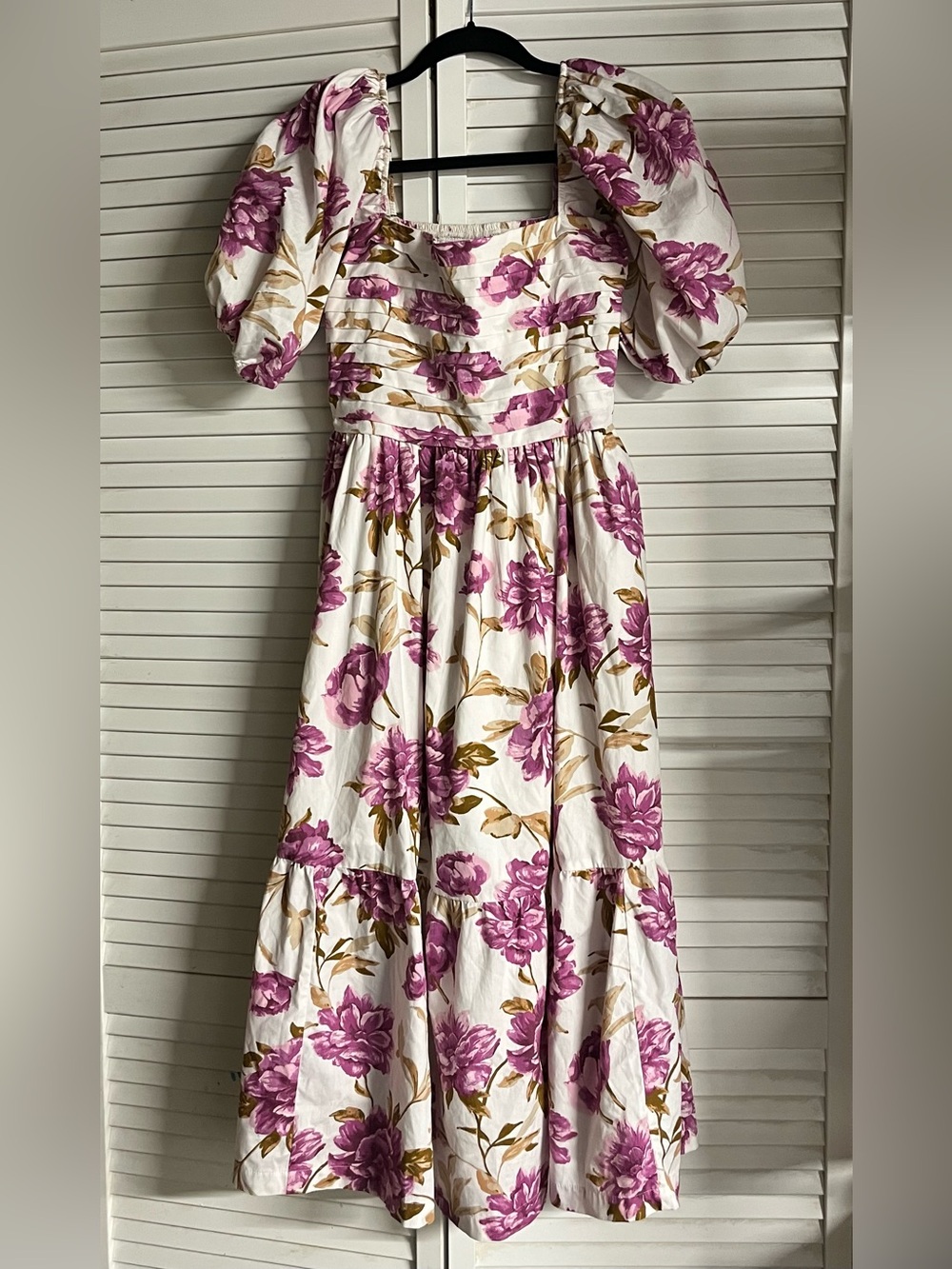 Abercrombie & Fitch Emerson Poplin White Midi Dress with Pink Floral Print - Picture 2 of 11